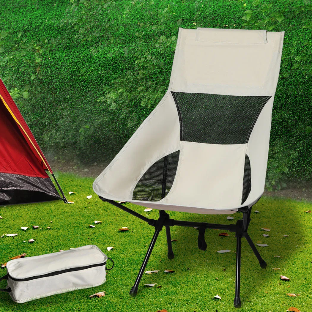 Levede Camping Chair Folding Outdoor Large Beige-QLD_Metro