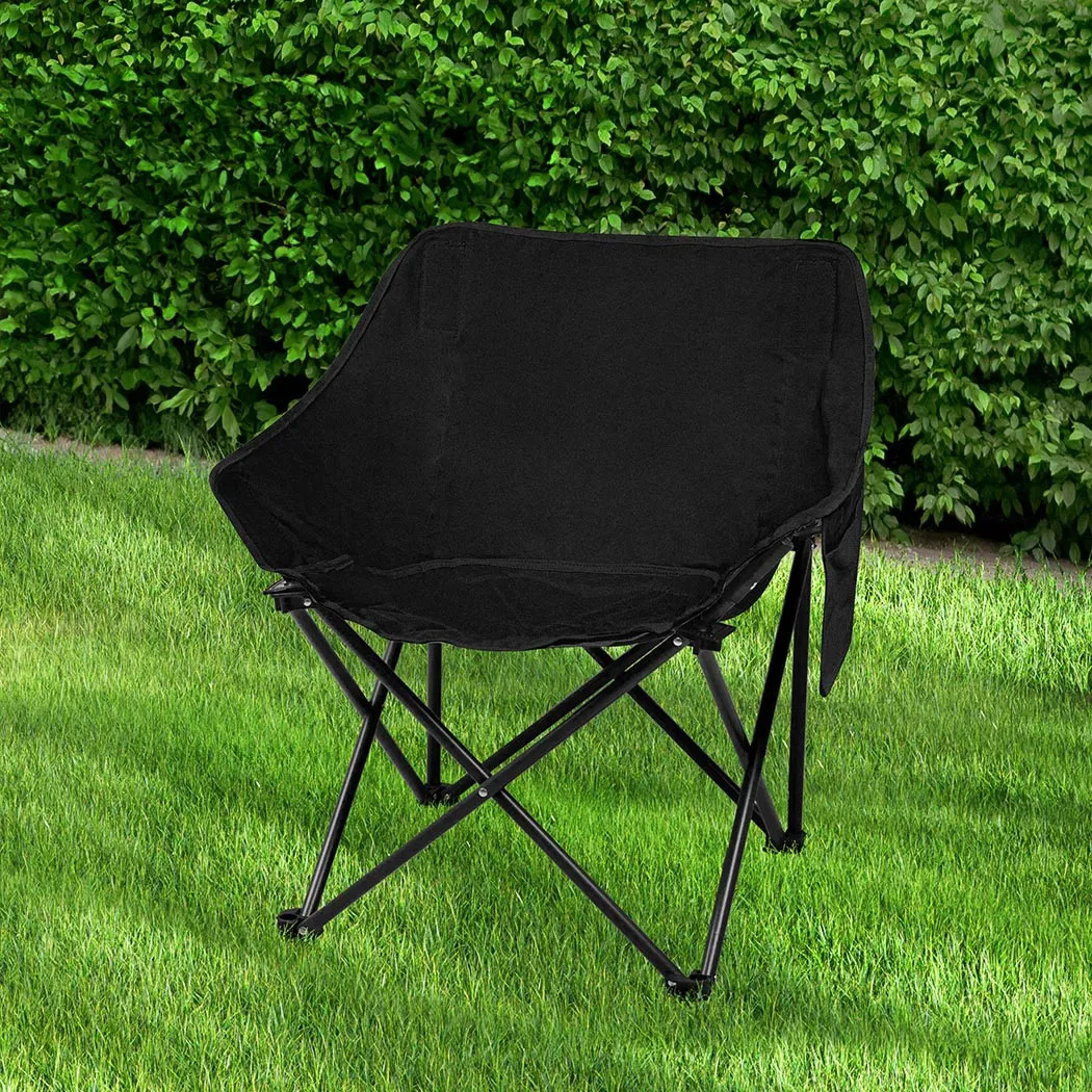 Levede Folding Camping Moon Chair Lightweight Black-NSW_Metro