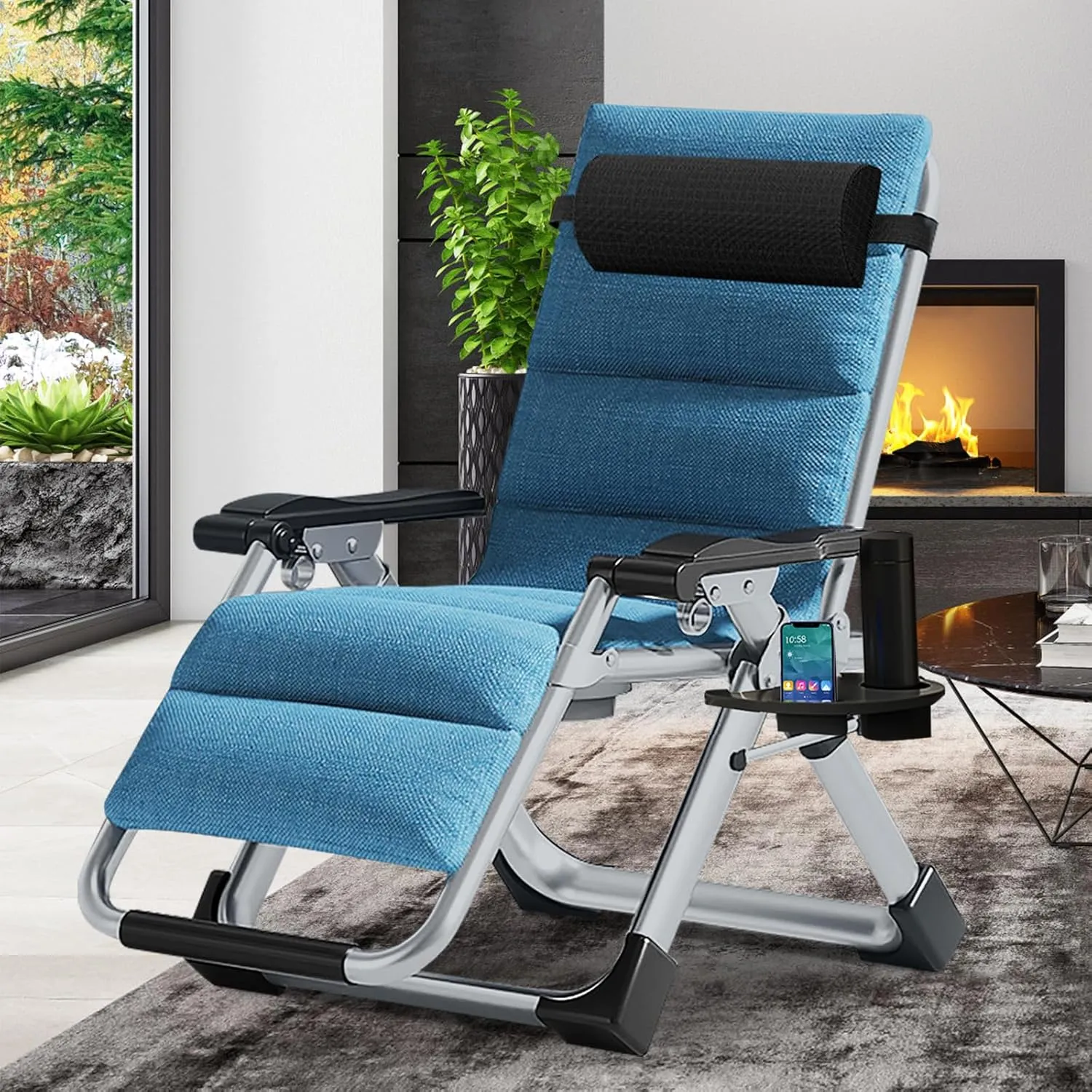 LILYPELLE Comfy Folding Chair, Folding Lounge Chair for Bedroom and Living Room, Folding Reclining Patio Chairs with Removable Cushion for Indoor Outdoor