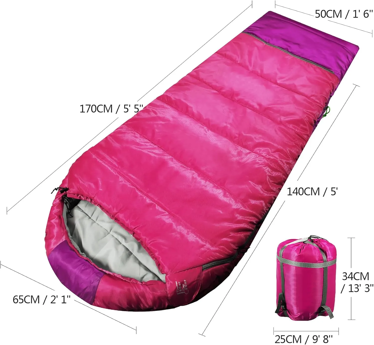 Lineslife Kids Mummy Sleeping Bag for Camping