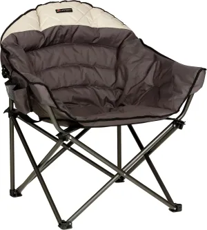 Lippert Big Bear Duotone Camping Chair - Dark Grey with Sand Accent, Comfortable Round Shape, Oversized Pillow Cushions, Powder Coated Steel, 600D Polyester Fabric, 300 lb. Capacity, 2022114817