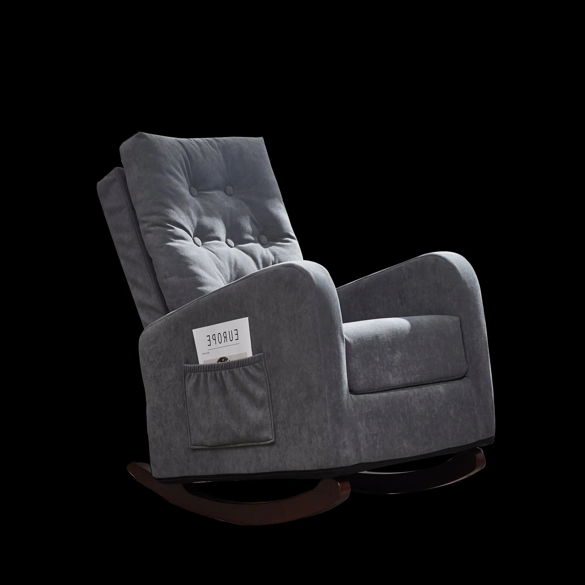 Living Room Chair Lazy Recliner Comfortable Fabric High Back Armchair- Antique Gray
