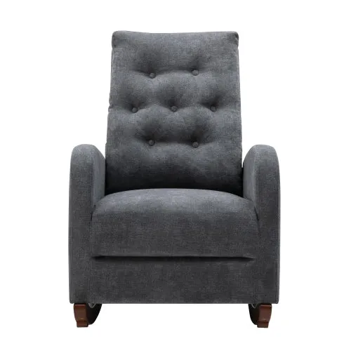 Living Room Chair Lazy Recliner Comfortable Fabric High Back Armchair- Antique Gray