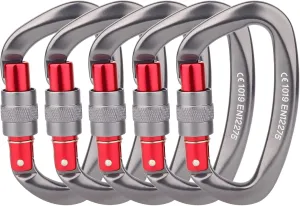 Locking Carabiner - 25kN 5600lb Climbing Carabiner Screw Gate D Shape Carabiner