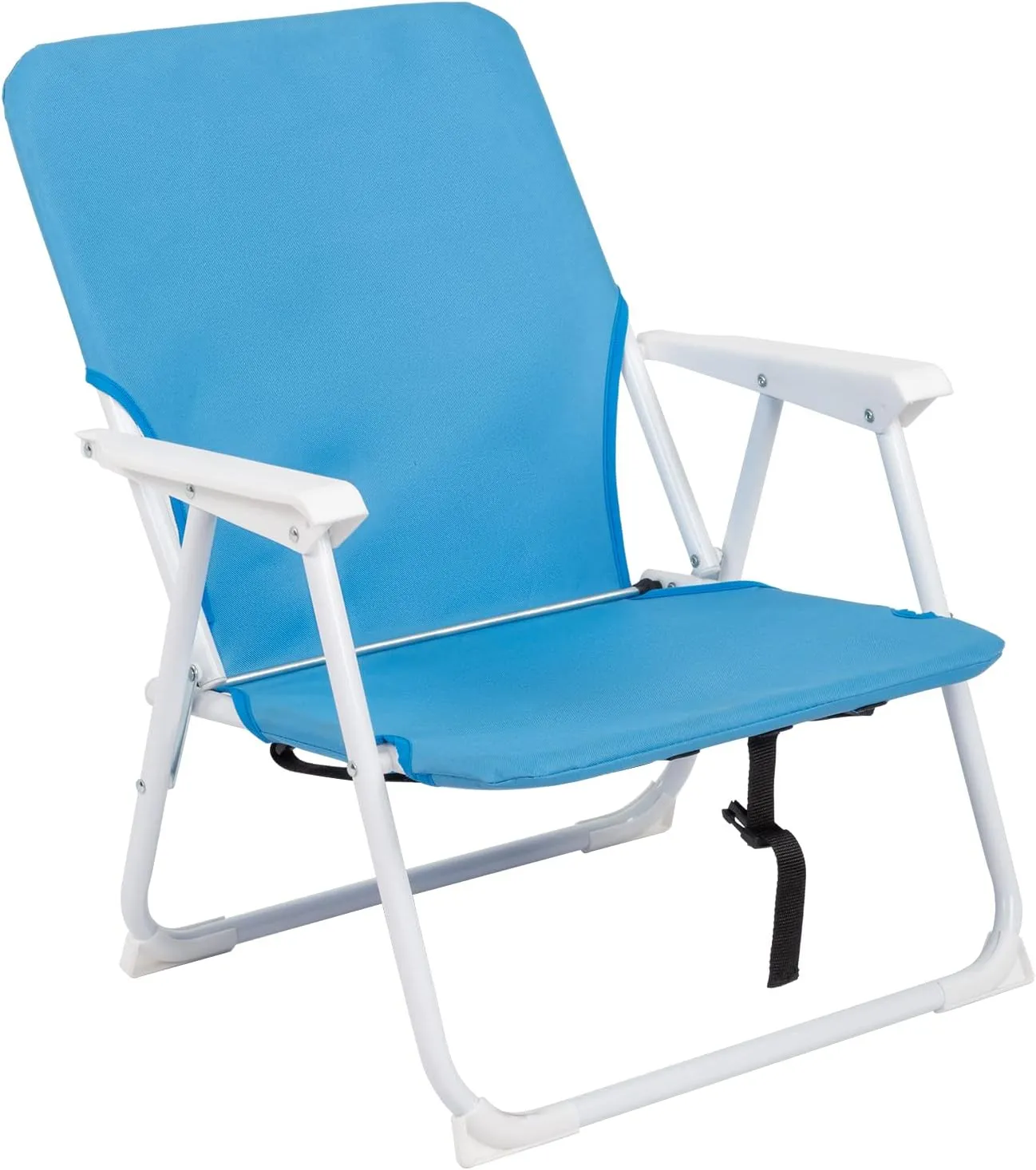 Low Beach Chair - Foldable Camping Chair with Back Pocket - Portable Backpacking Chair - Collapsible Lawn Chair - Lightweight Outdoor Chair Backpack Straps - Steel 600D Polyester Fabric - Blue