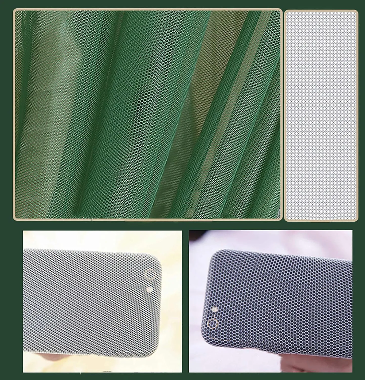 Luxury Princess Bedspread, Double Layer Curtain with Encryption, Large Mosquito Net with Anti-Dust Ceiling Curtain (Dark Green 150 x 200 x 210 cm)