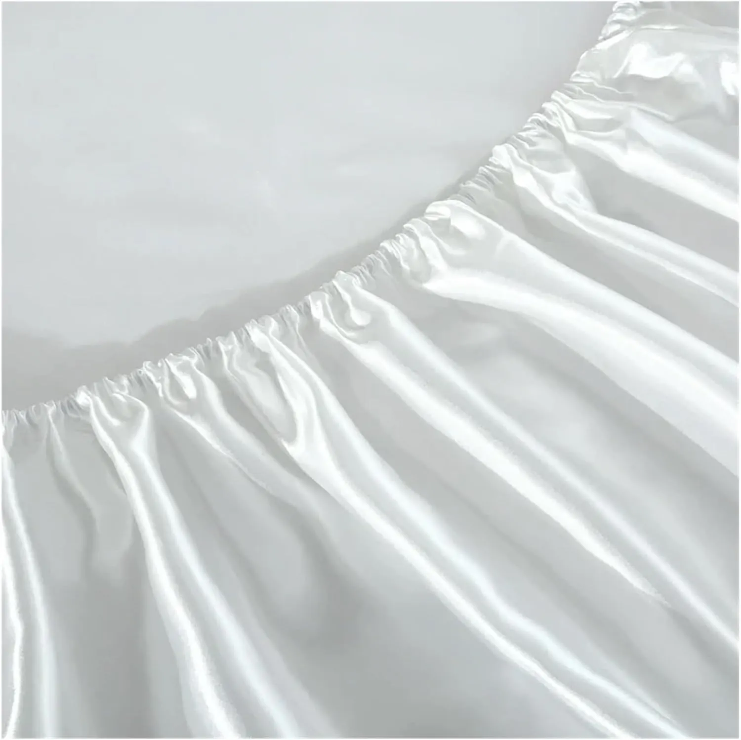 Luxury Satin Fitted Sheet Solid Color Mattress Cover with Elastic Band Bedsheet Single Double Queen King Size Fit Sheet(Color 01,King)