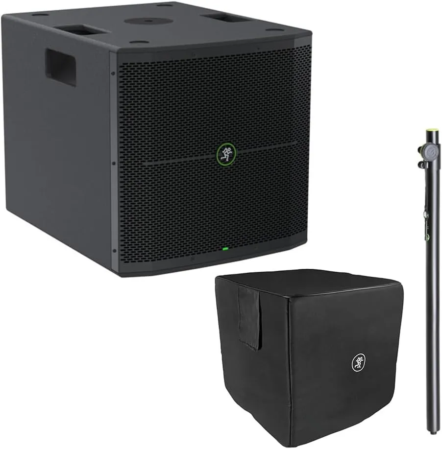 Mackie Thump115S 1400W 15" Powered Subwoofer with DSP Bundle Slipcover for Thump115S Subwoofer and Gravity Adjustable Speaker Pole