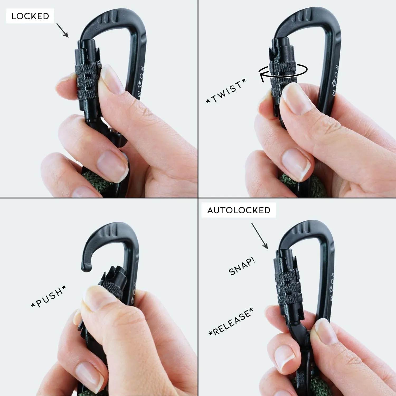 MADE TO ROAM Premium Explorer Leash - Climbing Rope Leash with Autolocking Aviation Aluminum Carabiner - Oregon Haze, 4ft