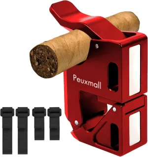 Magnetic Cigar Holder for Golf Cart - Aluminum Alloy Stand Clip Hold 30-70 Rings, 4 Adjustable Straps & Clips onto Cart with Silicone Pad, Ideal Golf Gifts for Golfers (Red)