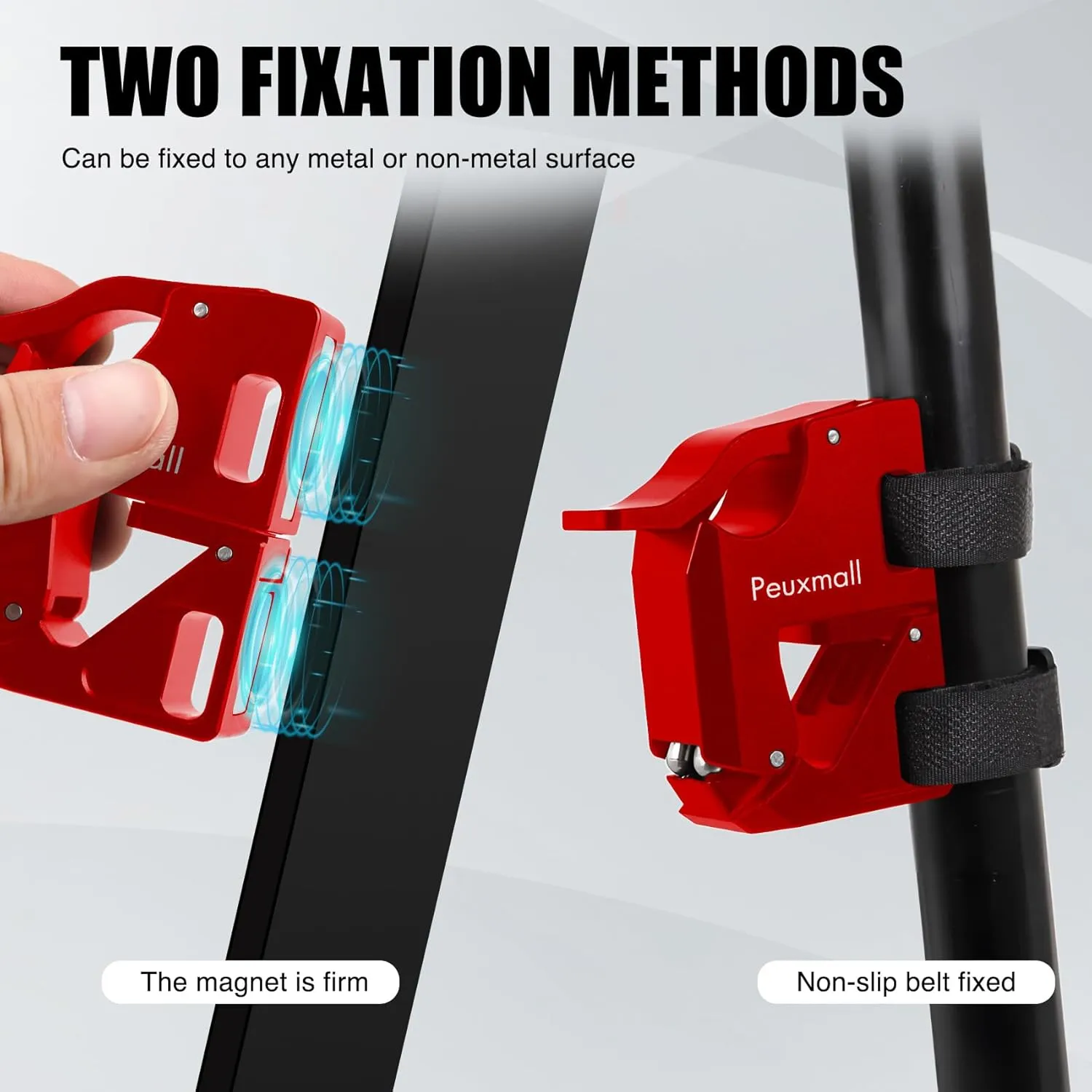 Magnetic Cigar Holder for Golf Cart - Aluminum Alloy Stand Clip Hold 30-70 Rings, 4 Adjustable Straps & Clips onto Cart with Silicone Pad, Ideal Golf Gifts for Golfers (Red)