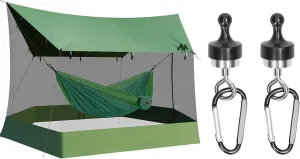 Magnetic Hooks   Camping Tarp, Magnet Clip Hanger with Carabiner, Large Waterproof Tarp with Mosquito NEET for Hammock