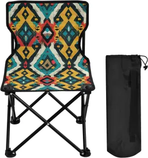 Mandala Colorful Flower Pattern Portable Outdoor Folding Chair Anti-Slip Padded Oxford Cloth Stool Camping Chair Small for Beach Hiking Fishing Gardening Quad Camp Chair