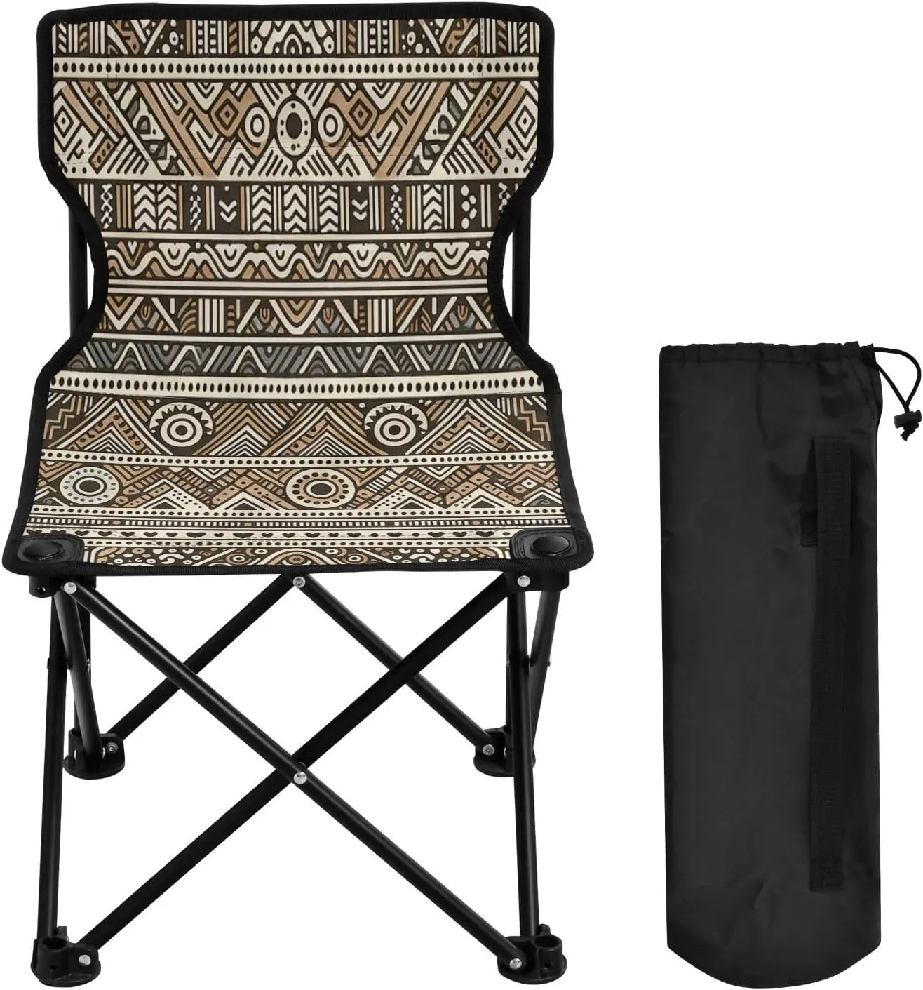 Mandala Flower Texture Portable Outdoor Folding Chair Anti-Slip Padded Oxford Cloth Stool Camping Chair Small for Beach Hiking Fishing Gardening Quad Camp Chair