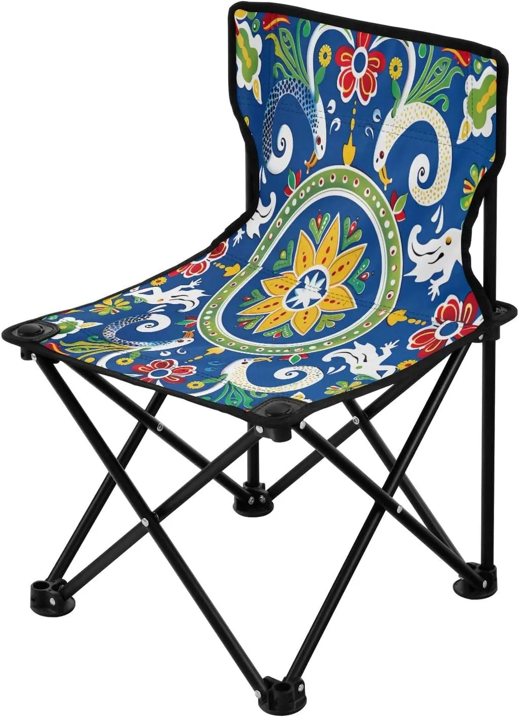 Mandala Plaid Portable Outdoor Folding Chair Anti-Slip Padded Oxford Cloth Stool Camping Chair Small for Beach Hiking Fishing Gardening Quad Camp Chair