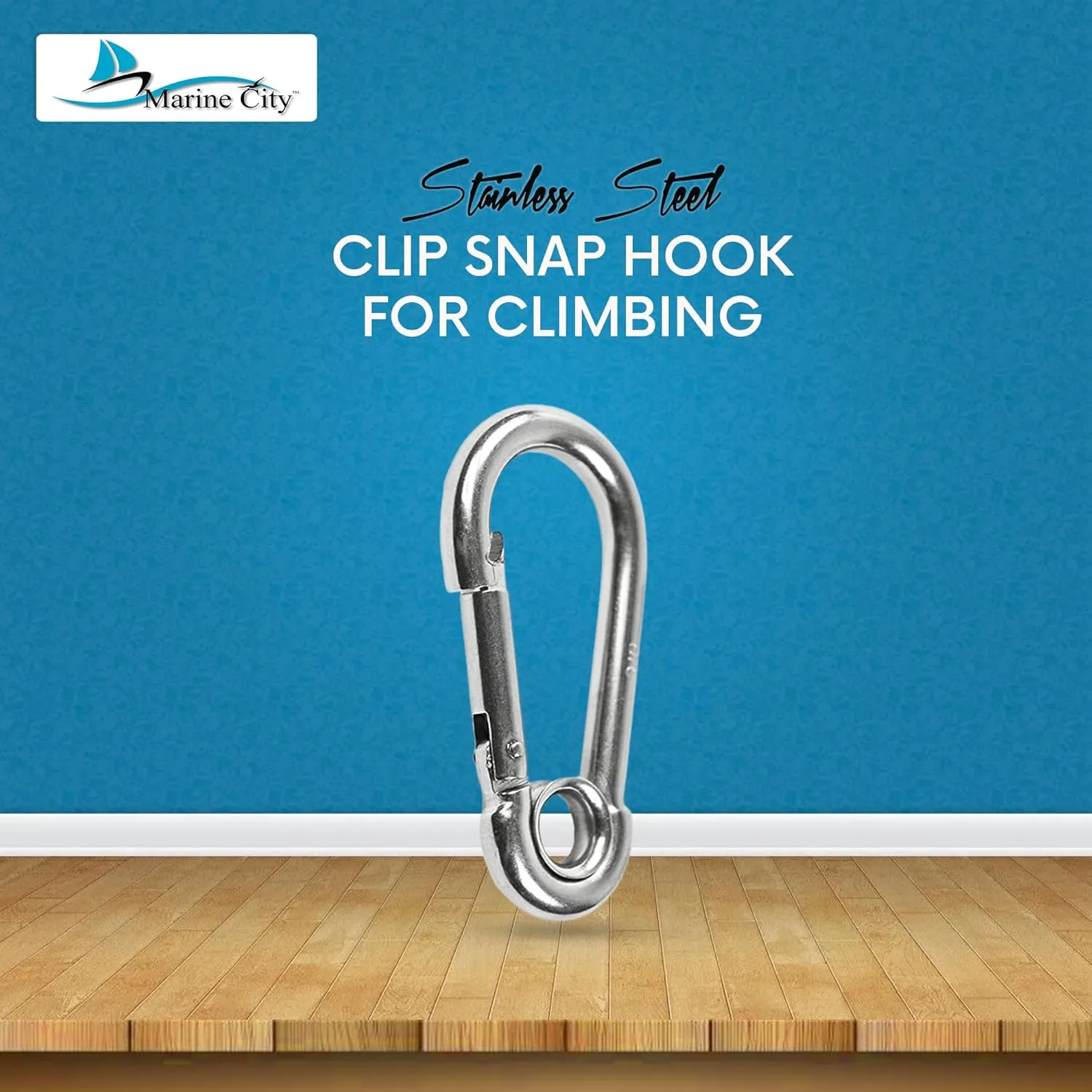 MARINE CITY Carabiner Clip Snap Hook with Ring – 2 Inches, 316 Stainless Steel, Rustproof & Heavy Duty, Ideal for Climbing, Fishing, Hiking, Boating, Sailing, Camping (Pack of 2)