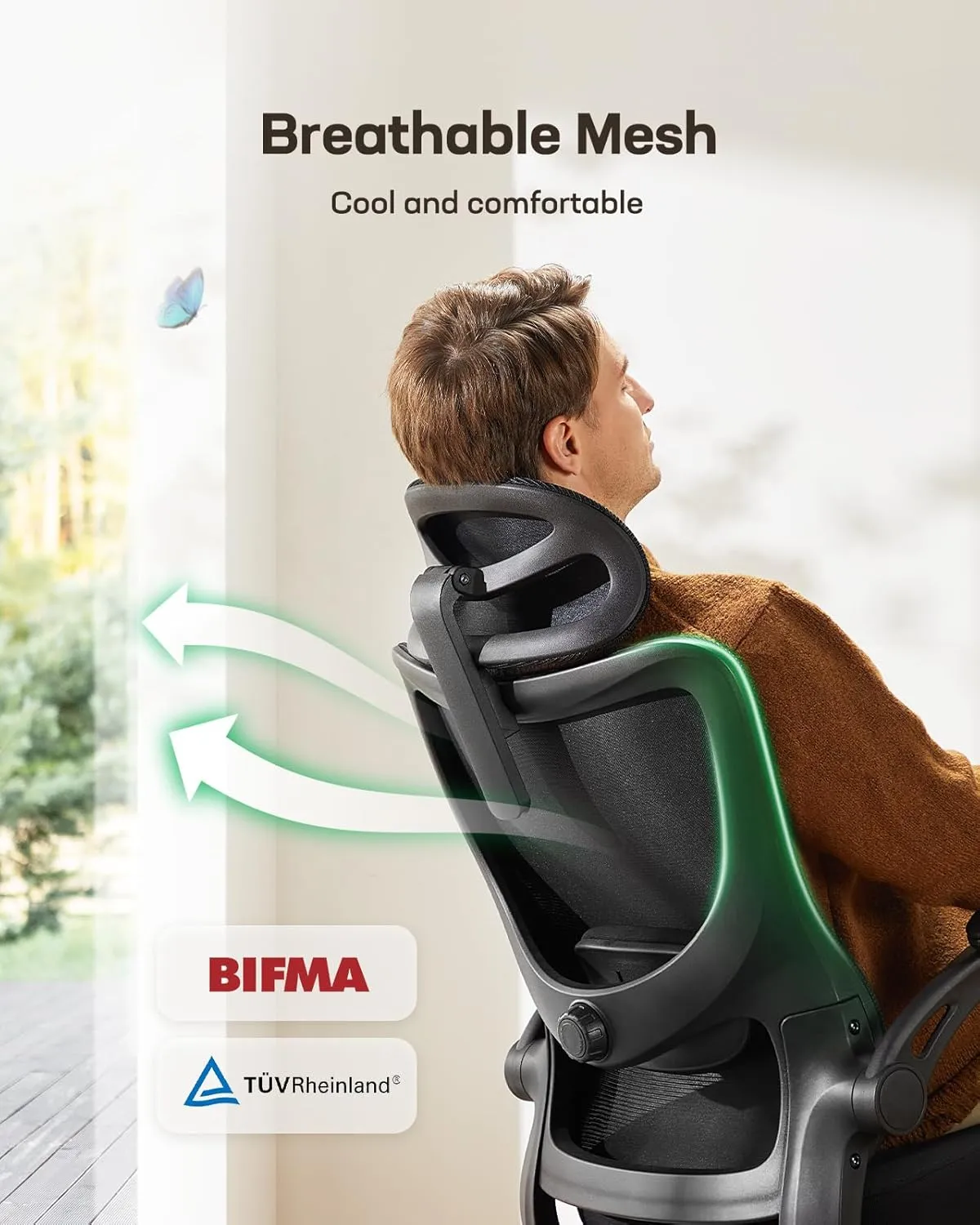 Marsail Ergonomic Office Chair: Office Computer Desk Chair with High Back Mesh and Adjustable Lumbar Support Rolling Work Swivel Task Chairs with Wheel 3D Armrests and Headrest