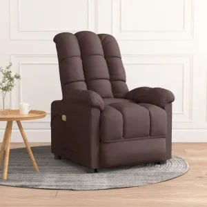 Massage Chair with Vibrating 6-Point Massage, Adjustable Headrest and Footrest, Dark Brown Fabric