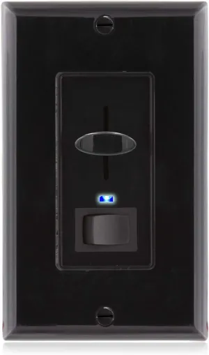 Maxxima Dimmer Electrical Light Switch - Featuring Blue Indicator Light, LED Compatible, 3-Way/Single Pole Use, 600 Watt Max, Dimmable Lamp and Lighting Control, Wall Plate Included - Black