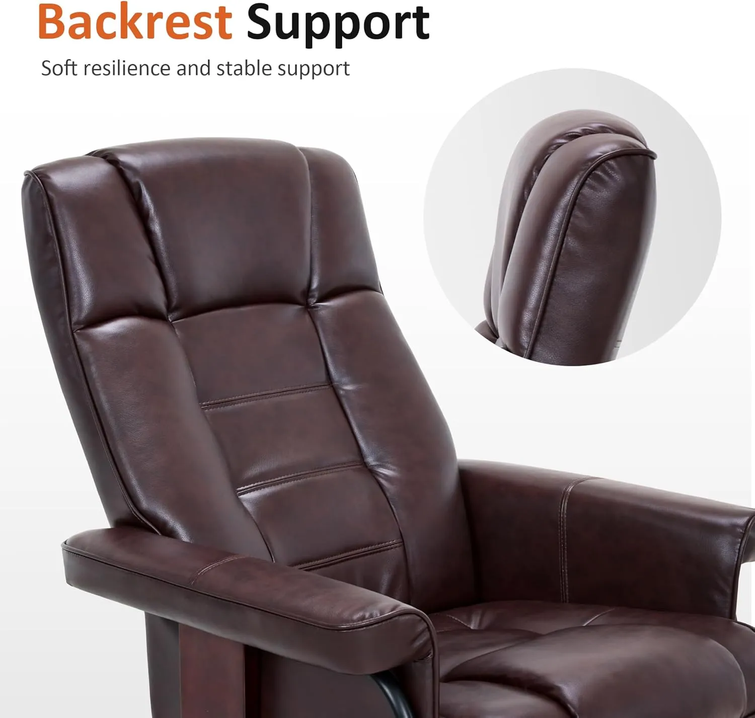 MCombo Manual Swivel Recliner with Ottoman, Chair Ottoman Set for RV Small Spaces, Living Room, Bedroom, Office 9019 4919 (Faux Leather, Dark Brown)