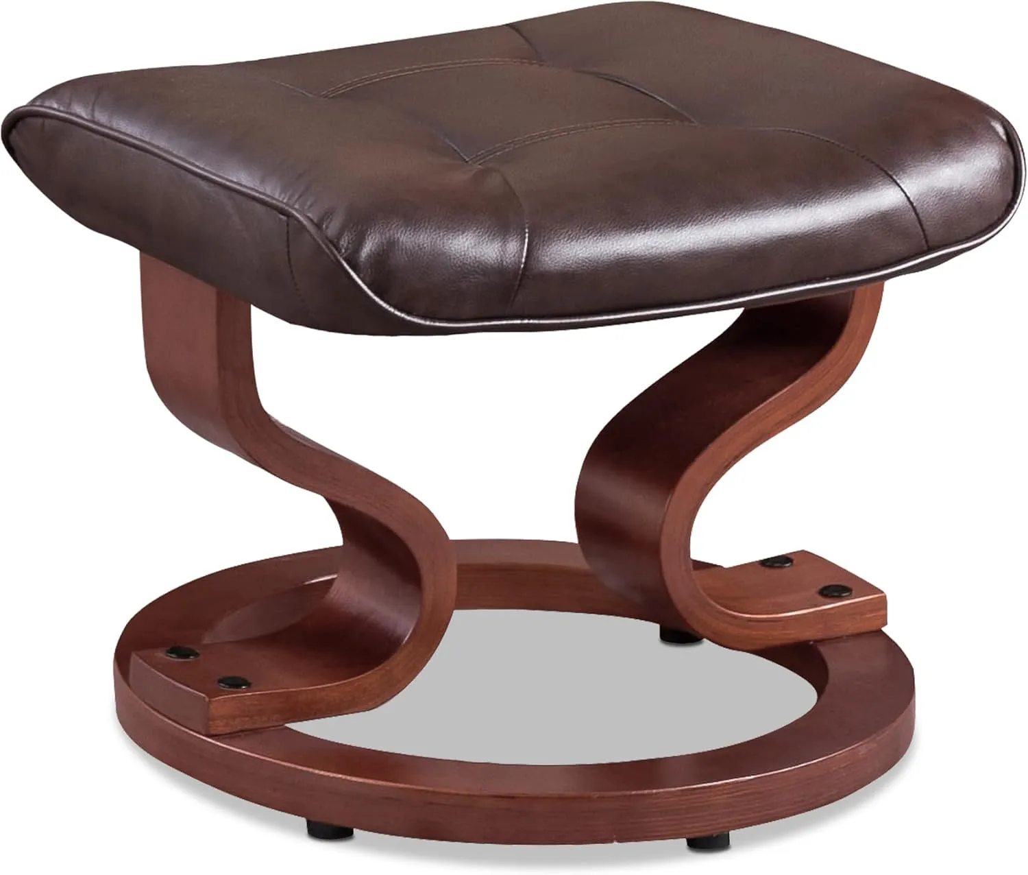 MCombo Manual Swivel Recliner with Ottoman, Chair Ottoman Set for RV Small Spaces, Living Room, Bedroom, Office 9019 4919 (Faux Leather, Dark Brown)