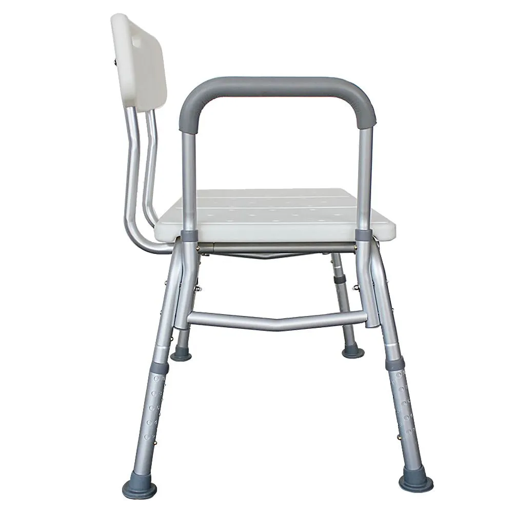 Medical Bathroom Safety Shower Tub Aluminium Alloy Bath Chair Transfer Bench with Wide Seat & Padded Handle White YF