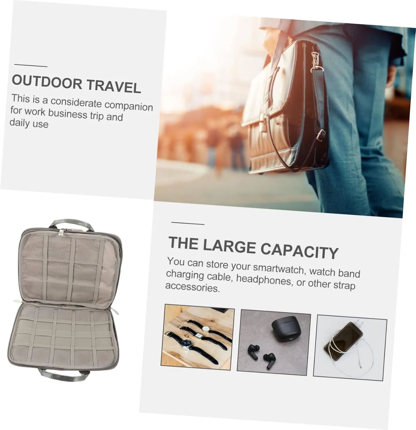 Mens Jewellery Box Hand Strap Bag Purple Bag Watch Band Carry Case Accessories Organizer Watch Organizer for Women Organizer Case Watch Band Case Bangle Travel Ant Cloth Multimeter Double Layer Watch
