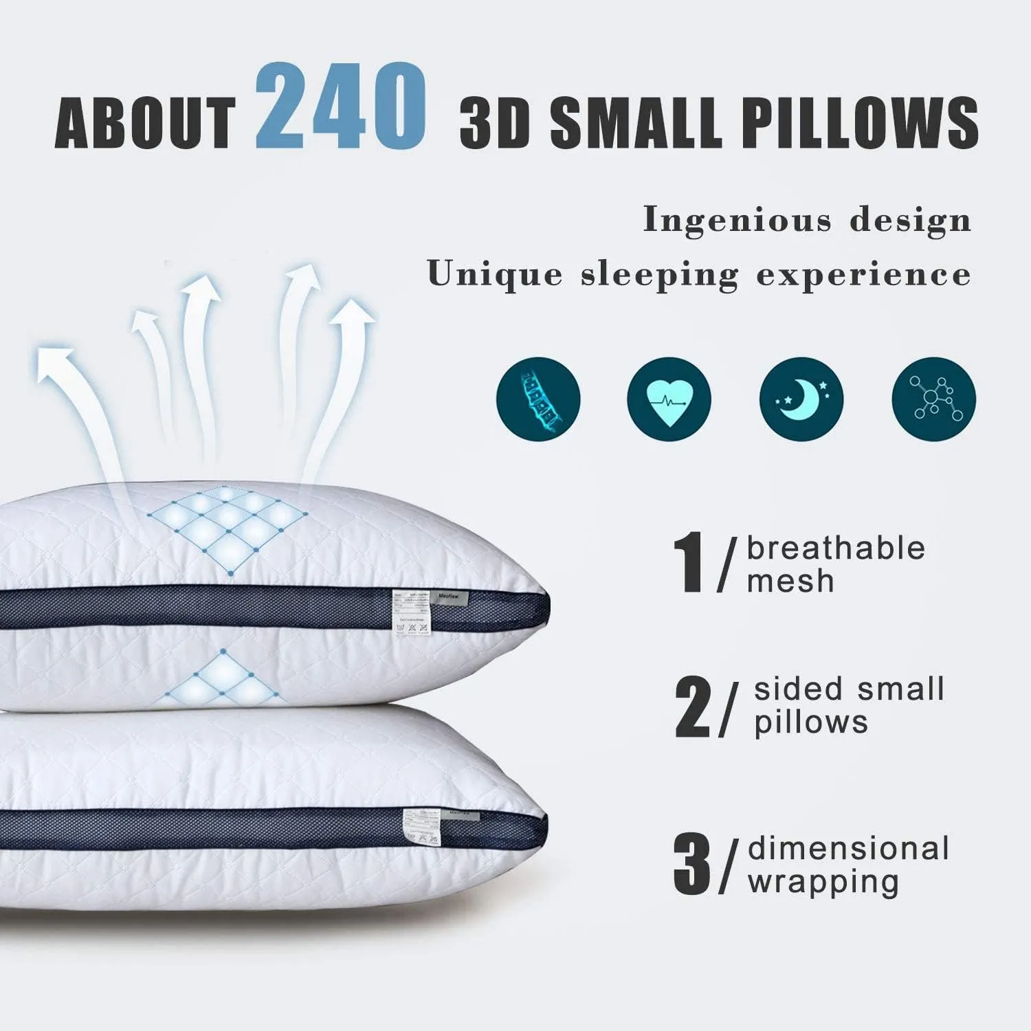 Meoflaw Pillows for Sleeping (2-Pack), Luxury Hotel Pillows Queen Size Set of 2,Bed Pillows for Side and Back Sleeper (Queen)