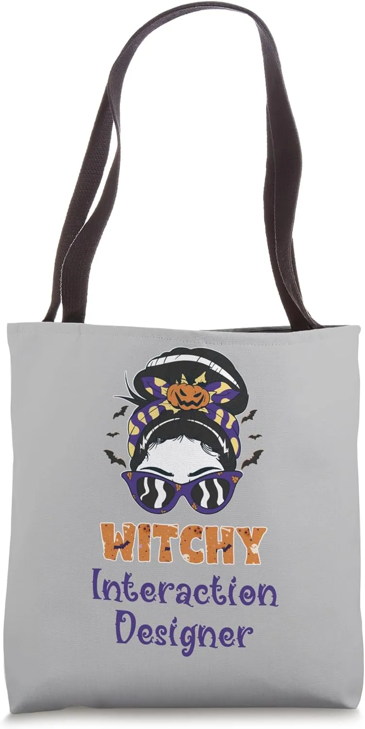 Messy Bun Witchy Interaction Designer Halloween Tote Bag