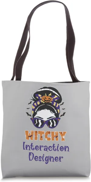 Messy Bun Witchy Interaction Designer Halloween Tote Bag
