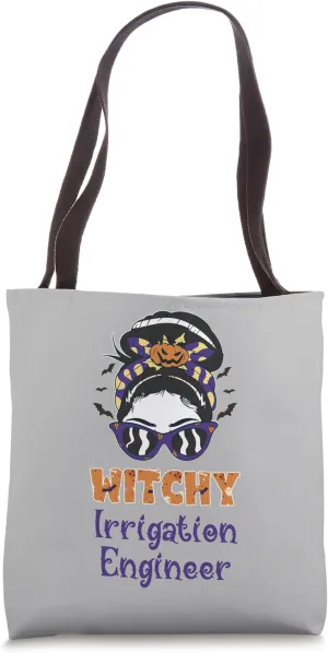 Messy Bun Witchy Irrigation Engineer Halloween Tote Bag