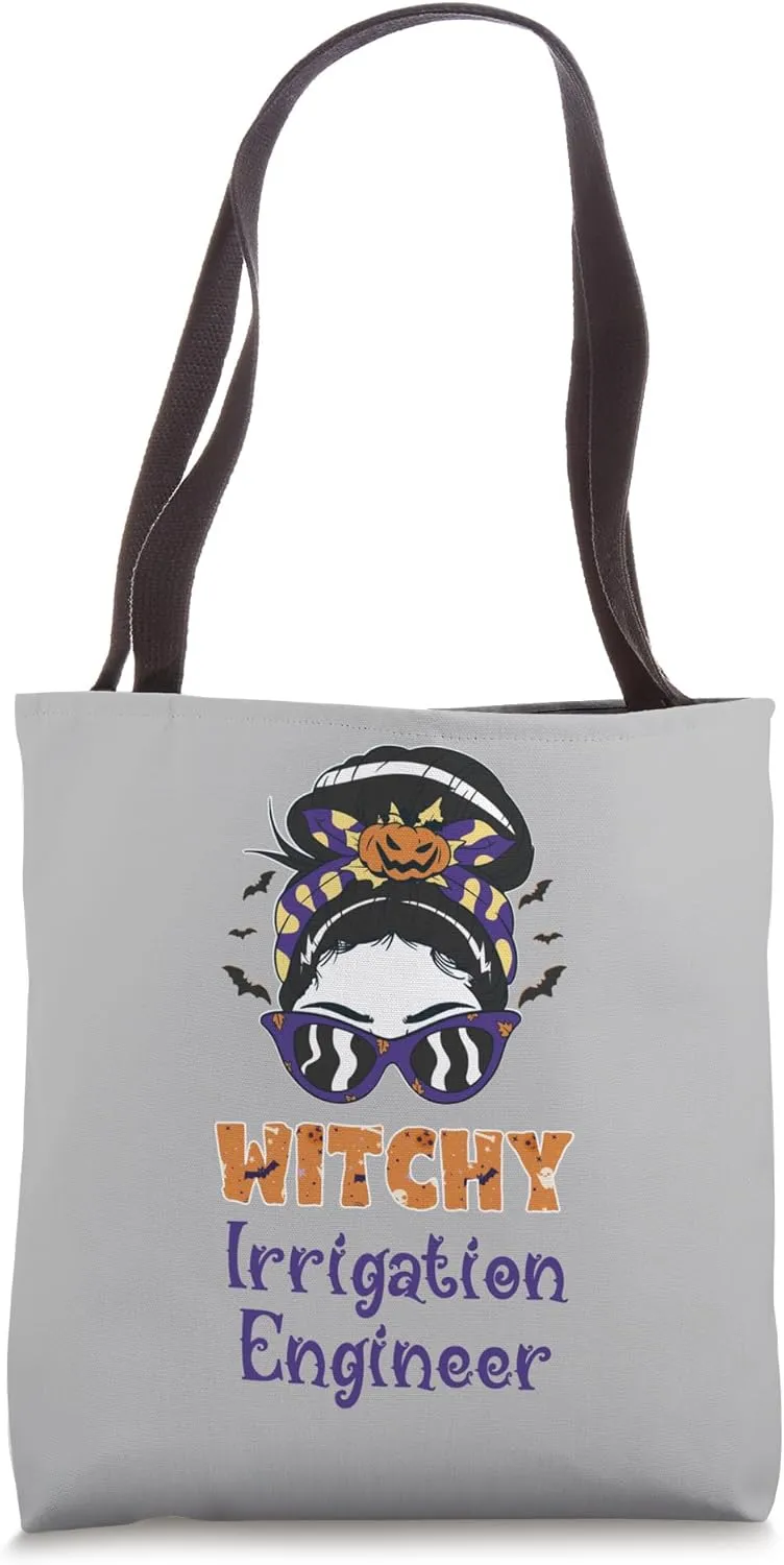 Messy Bun Witchy Irrigation Engineer Halloween Tote Bag