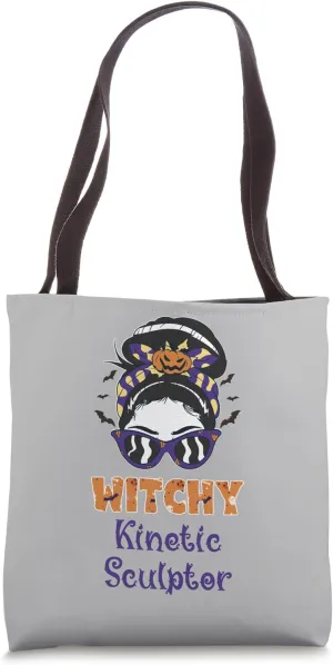 Messy Bun Witchy Kinetic Sculptor Halloween Tote Bag