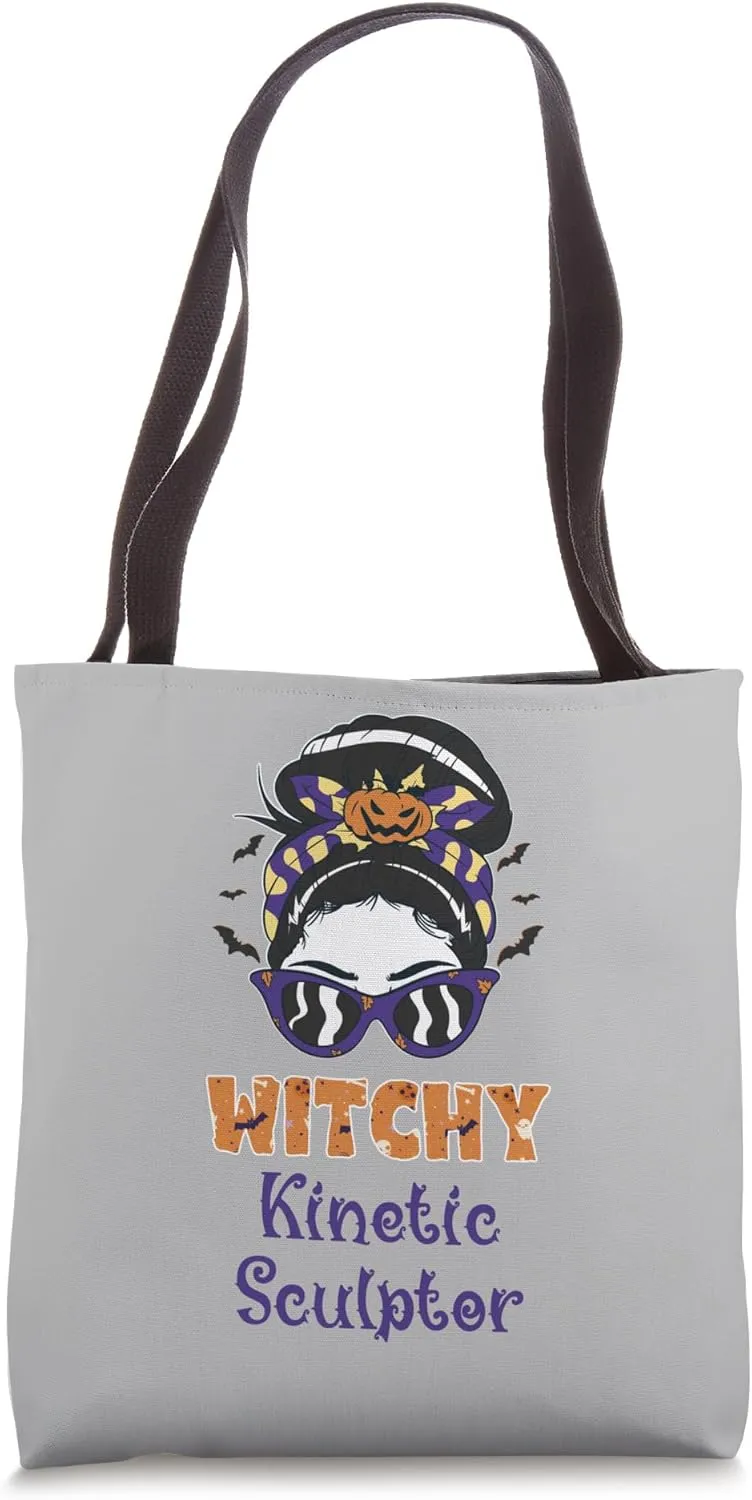 Messy Bun Witchy Kinetic Sculptor Halloween Tote Bag
