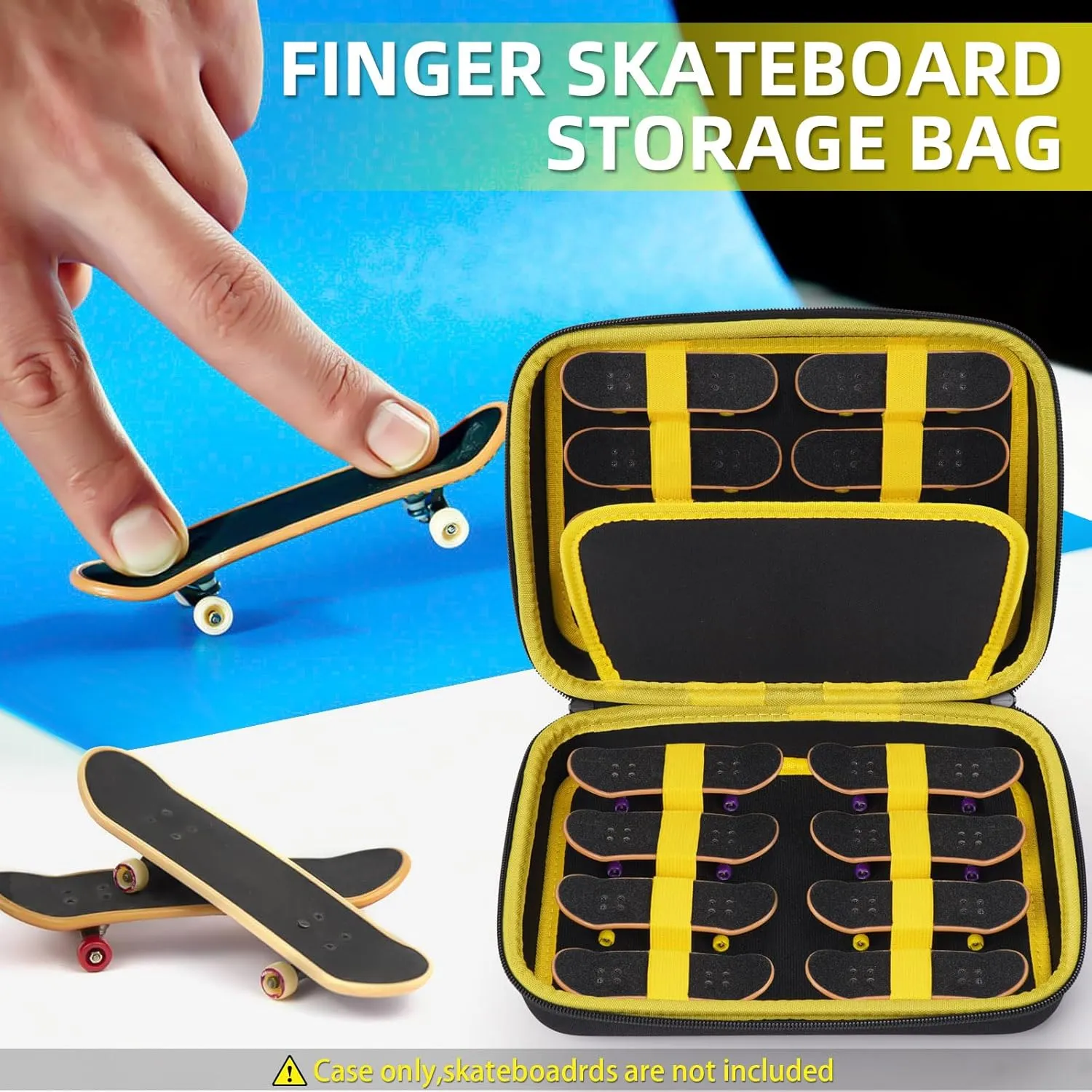 MGZNMTY Portable Storage Case for Teck Deck Ultra DLX Finger Skateboards, Fingerboard Carrying Case Compatible with 16 PCS Tech Deck Fingerboard (Large, Black)