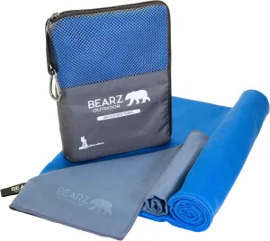 Microfiber Towel Set by BEARZ Outdoor. Microfiber Towels for Body, Workout Towel, Camp Towel, Yoga Towel, Sweat Towel, Microfiber Beach Towel, Travel Towel. Fast Drying & Compact. Free Face Towel