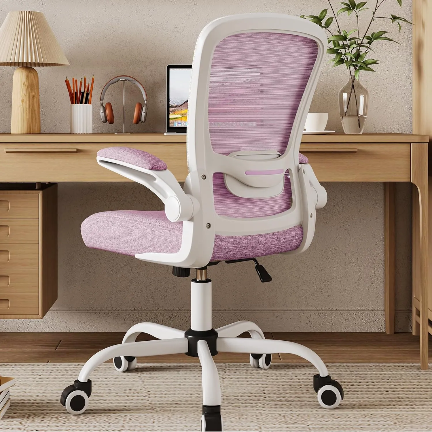 Mimoglad Ergonomic High Back Mesh Office Chair, Adjustable Lumbar Support, Thickened Seat Cushion (Modern, Orchid)