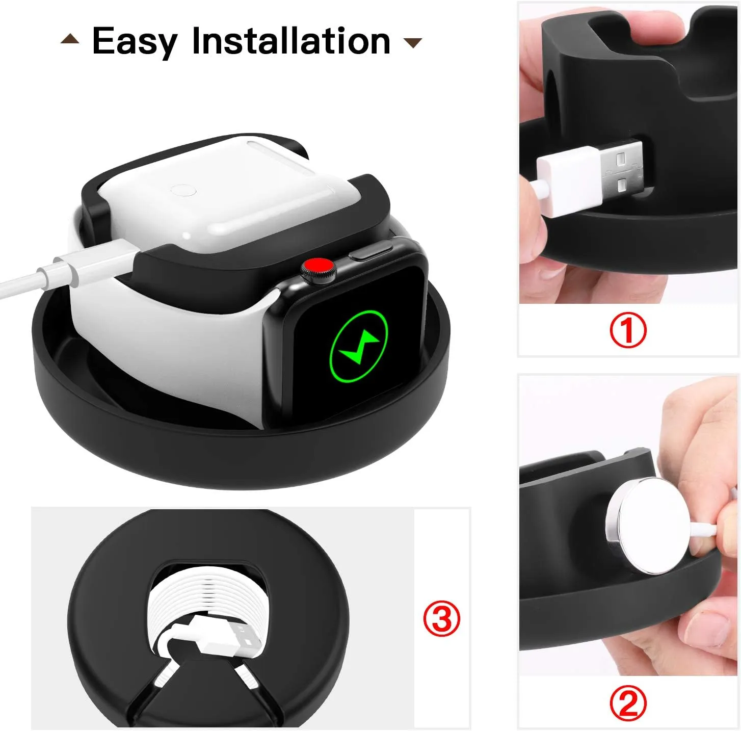 MoKo Storage Box Compatible with Apple Watch 46mm/45mm/44mm/42mm/40mm/38mm Series 6/5/4/3/2/1/SE, Protective Travel Storage Bag Fit iWatch Stand and Airpods 2&1 Charging Case Station Dock, Lucky Tree