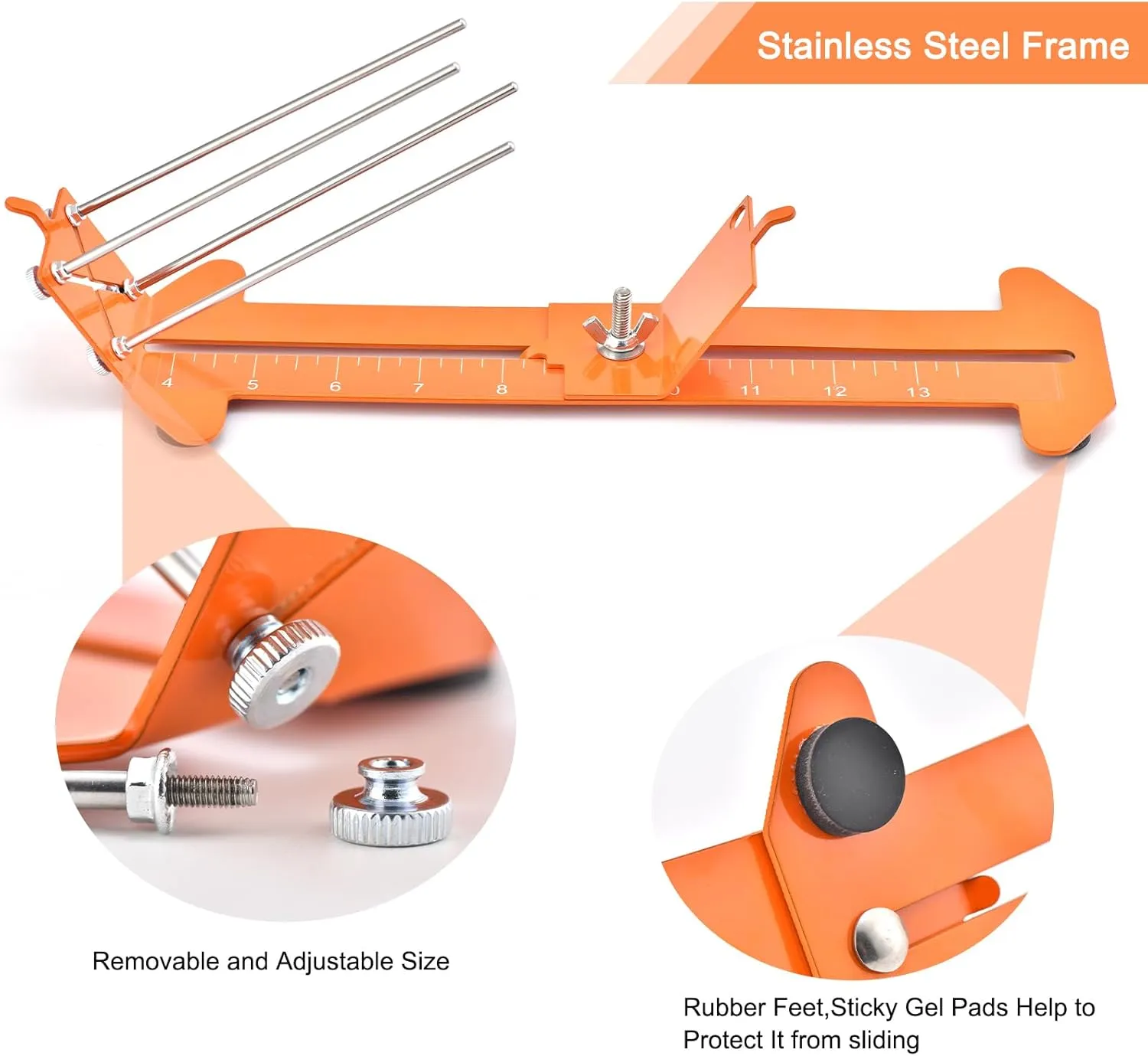 MONOBIN 2 in 1 Paracord Metal Jig, Adjustable Length Paracord Maker- Weaving DIY Craft Paracord Tool 4" to 13" with Buckles and Non-Slip Mat (Orange, 13.2in)