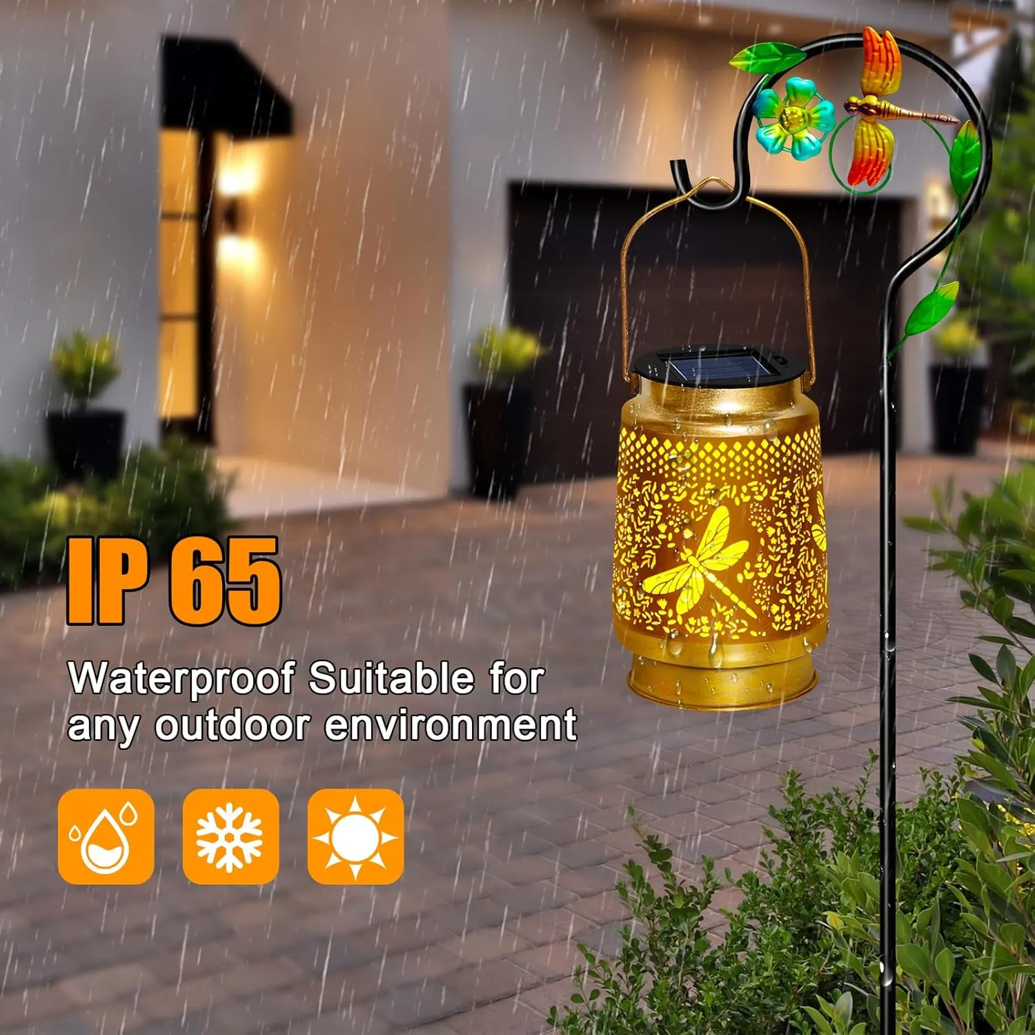 Mothers Day Gifts Dragonfly Solar Lanterns Outdoor Waterproof with Shepherd Hook,Hanging Solar Lights Garden Decor,Birthday Gifts for Women Grandma,Metal Decorative for Yard,Patio,Lawn,Table,Pathway