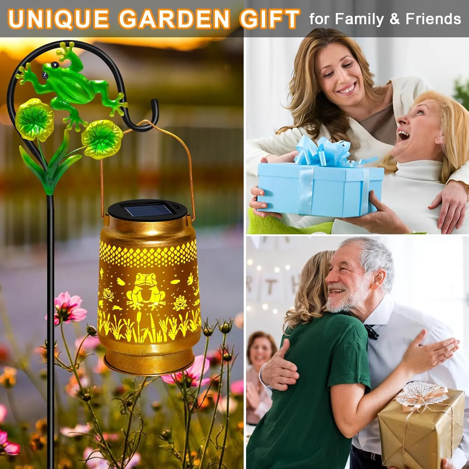 Mothers Day Gifts Frog Solar Lanterns Outdoor Waterproof with Shepherd Hook,Frog Birthday Gift for Women Grandma,Hanging Solar Lights,Cute Frog Decor for Outside Yard,Patio,Lawn,Garden Accessories