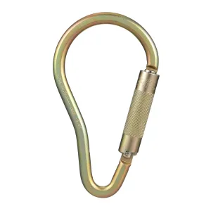 MSA 10089209 Carabiner - Gate Opening: 2.1" (53mm), Length: 8.465", Lock Type: Auto-Locking with Pin, Material: Steel, Color: Bare Aluminum, Shape: Pear, Durable