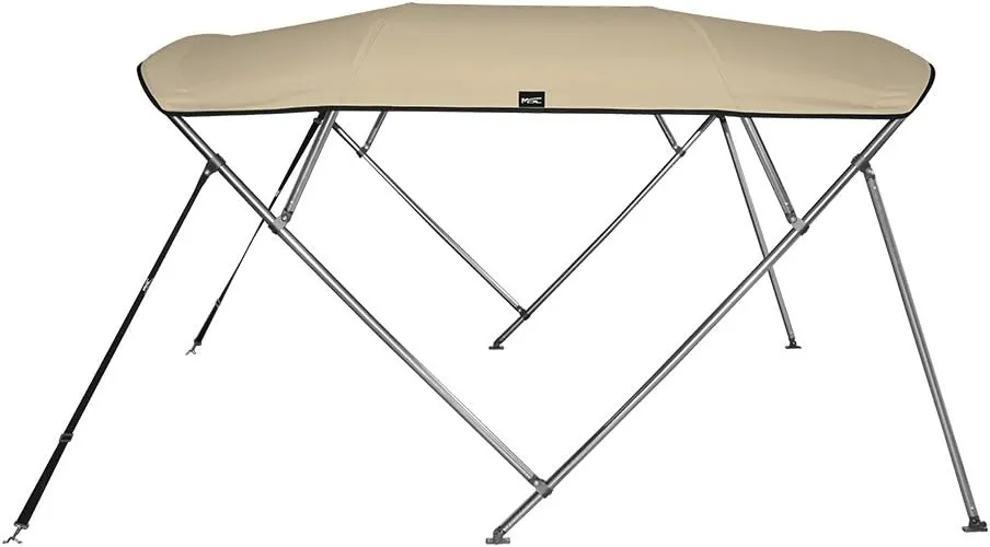 MSC 3 Bow 4 Bow Bimini Top Boat Cover,600D Solution Dyed Polyester,2 Support Poles& 4 Adjustable Straps Included