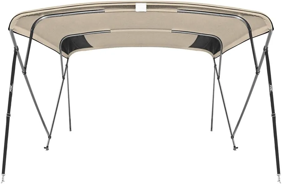 MSC 3 Bow 4 Bow Bimini Top Boat Cover,600D Solution Dyed Polyester,2 Support Poles& 4 Adjustable Straps Included