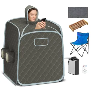 Multigot 800W 2 Person Portable Steam Sauna Tent SPA W/ Hat Side Holes 101.44oz Steamer