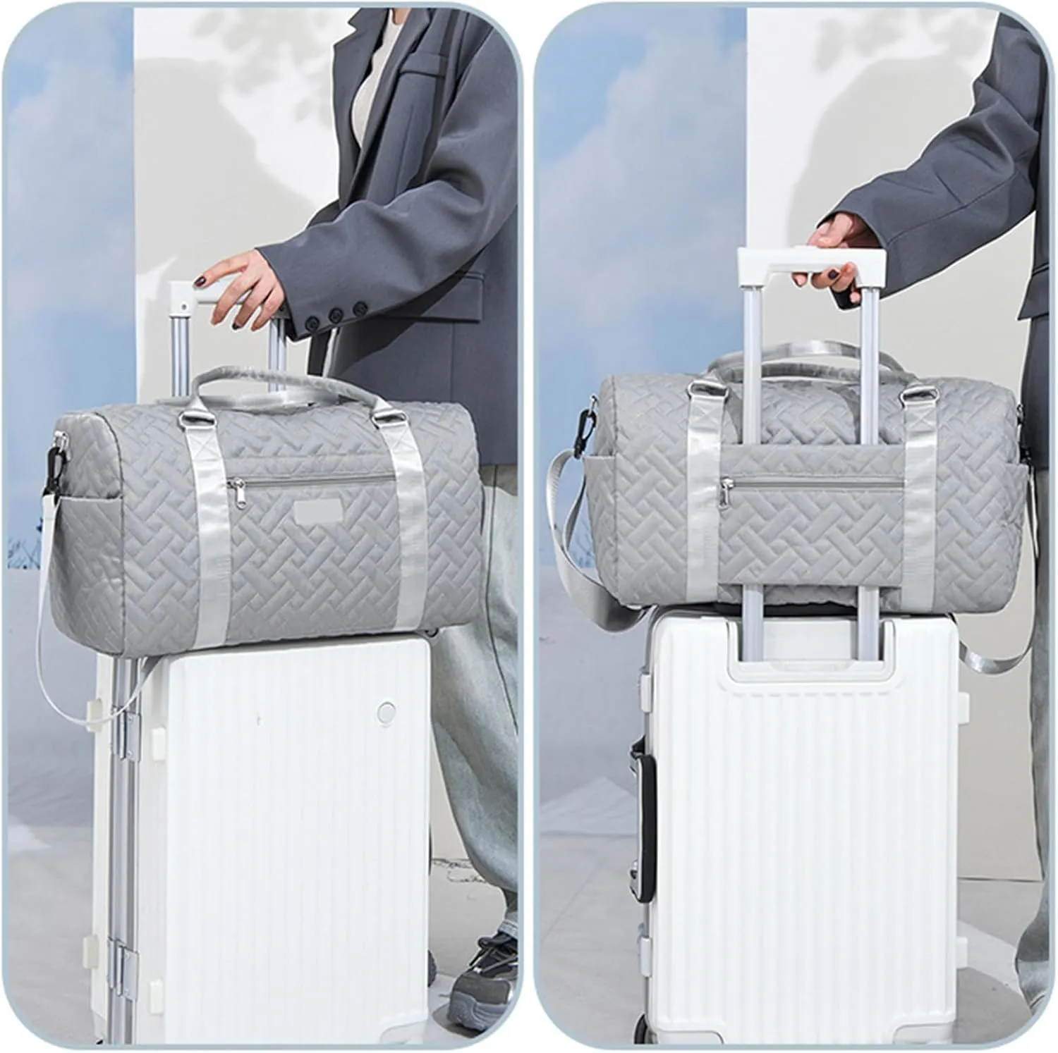 Mummy Bag Fitness Bag Travel Bag Luggage Bag Large Capacity Training Bag Stylish Overnight Bag Weekends Bag Sport Bag, Blue, 45x18x28cm