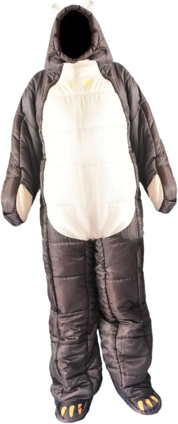 Mummy Sleeping Bag Outdoor Camping Sleeping Bag Portable Warm Windproof Lightweight Bear Shaped for Travel Outdoor Activities