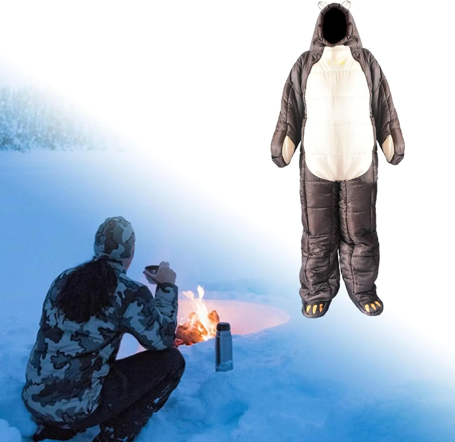 Mummy Sleeping Bag,Camping Sleeping Bag Lightweight Windproof Warm Bear Shaped Humanoid Sleep Bag for Travel Backpacking