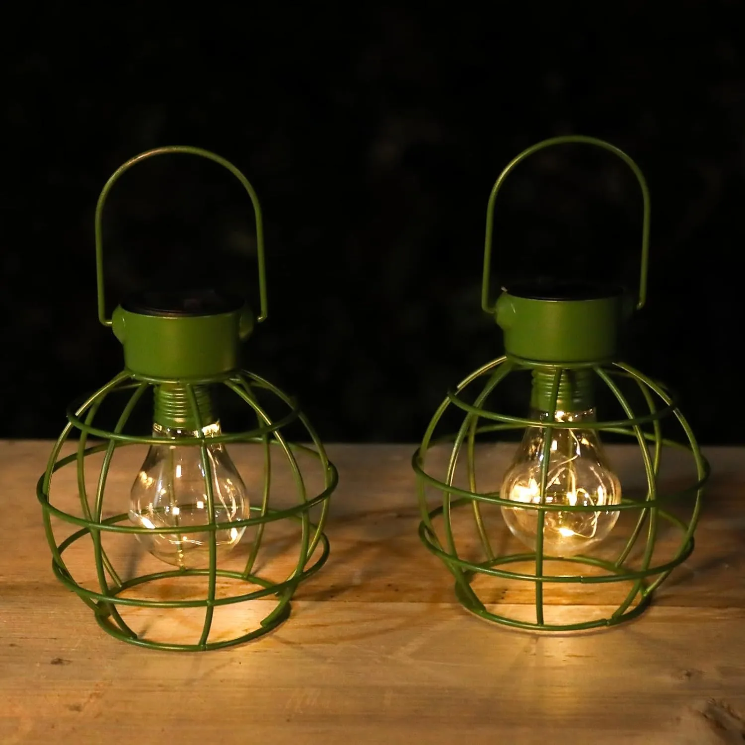 MUMTOP 2 Pack Solar Lanterns Outdoor Lights, Metal Solar Outdoor Lantern Waterproof Decorative Hanging Light for Yard Lawn Porch Garden Patio Pathway Decor, Green
