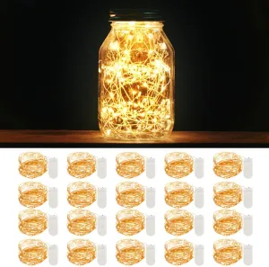 MUMUXI 20 Pack 3.3ft Fairy String Lights Battery Operated, Mini LEDs for Party Wedding Centerpiece Decorations, Crafts, Mason Jar Firefly Lights, Warm White